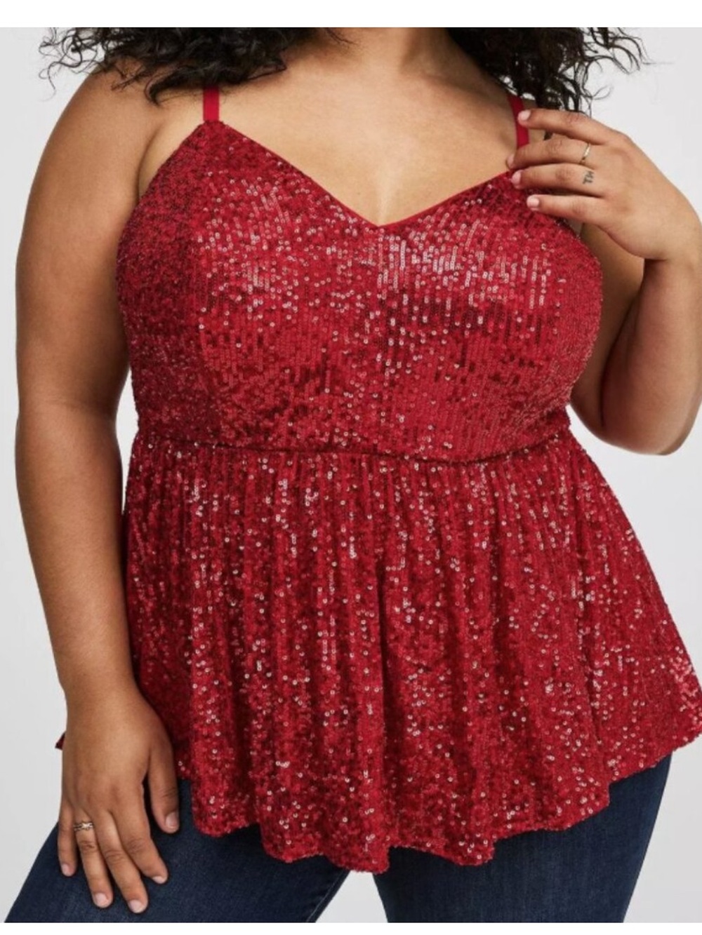 torrid Red Sequin Peplum Cami